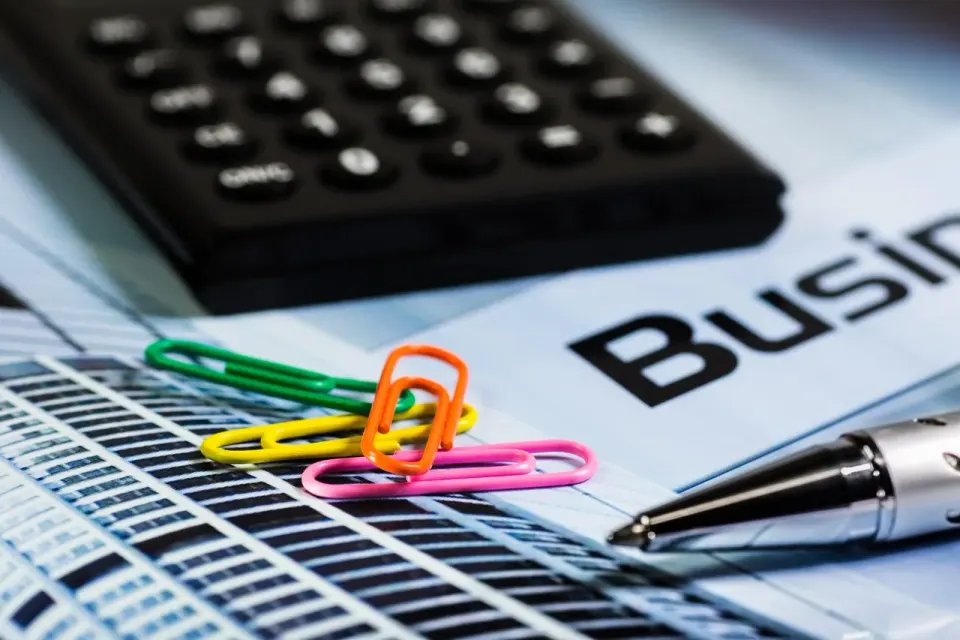 calculator, paperclip, ballpoint pen, office