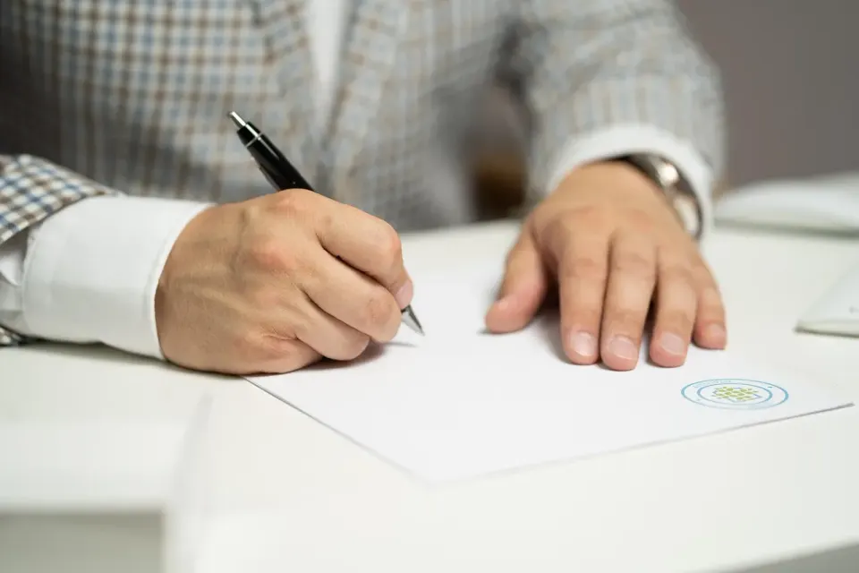 man, sign, paper, write